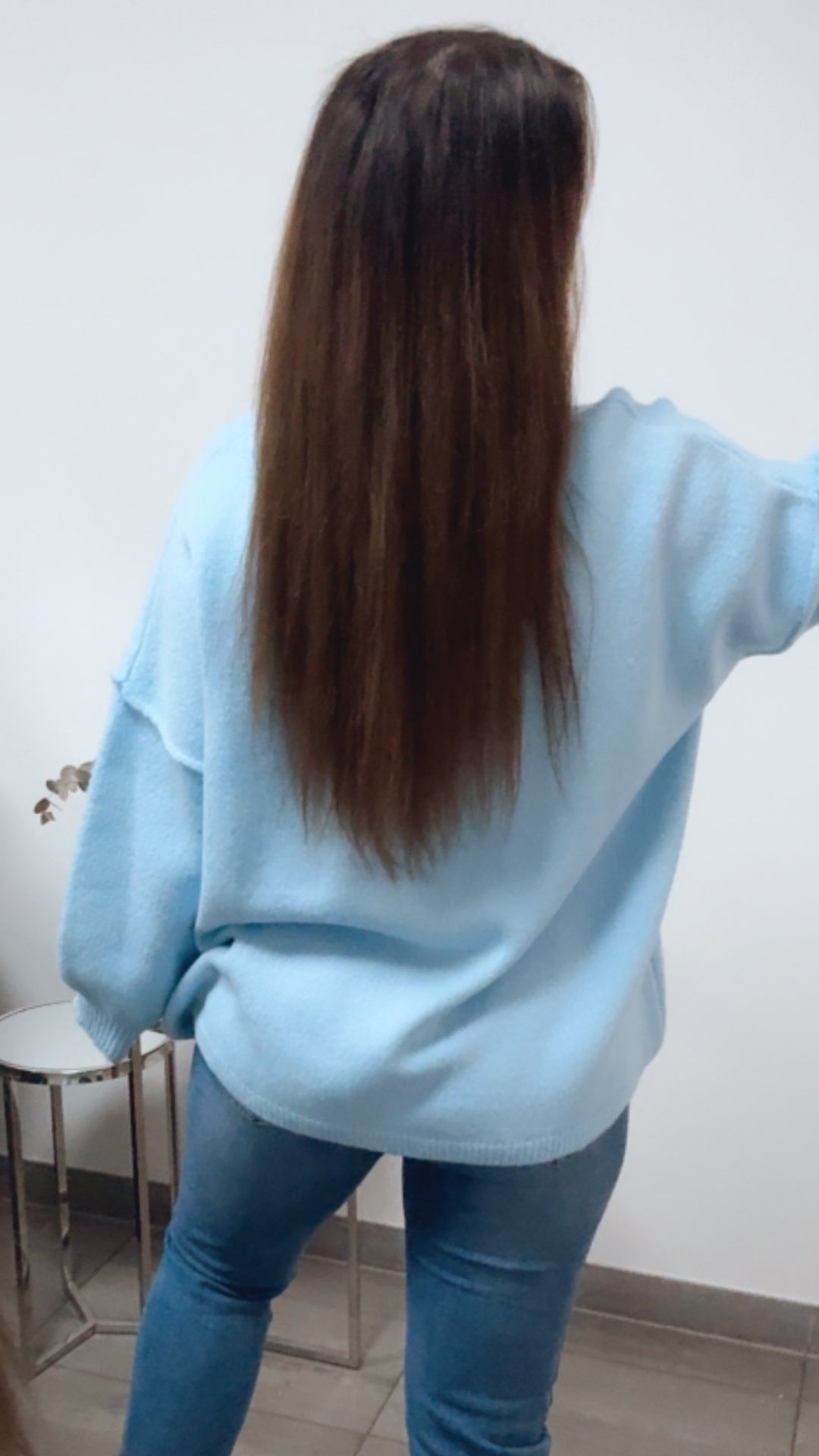 wollfreier Oversize Pullover / hell blau Art. 13768