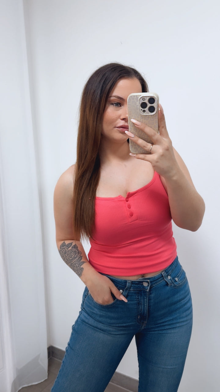 Ripp-Top mit Knopfleiste / pink Art.14519