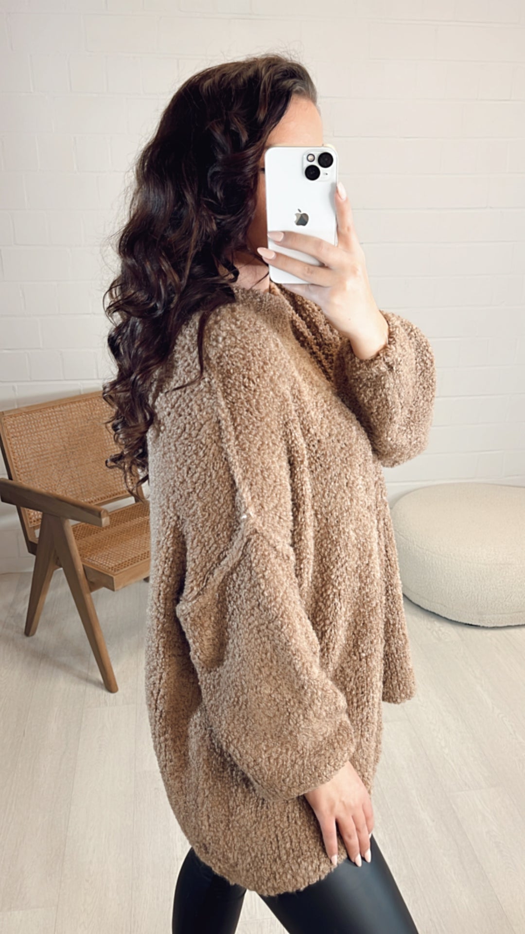 TEDDY Oversize Pullover mit hohem Ausschnitt / camel Art. 8125