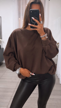 Butterstoff Sweatshirt mit Ballonsaum / braun Art. 15934