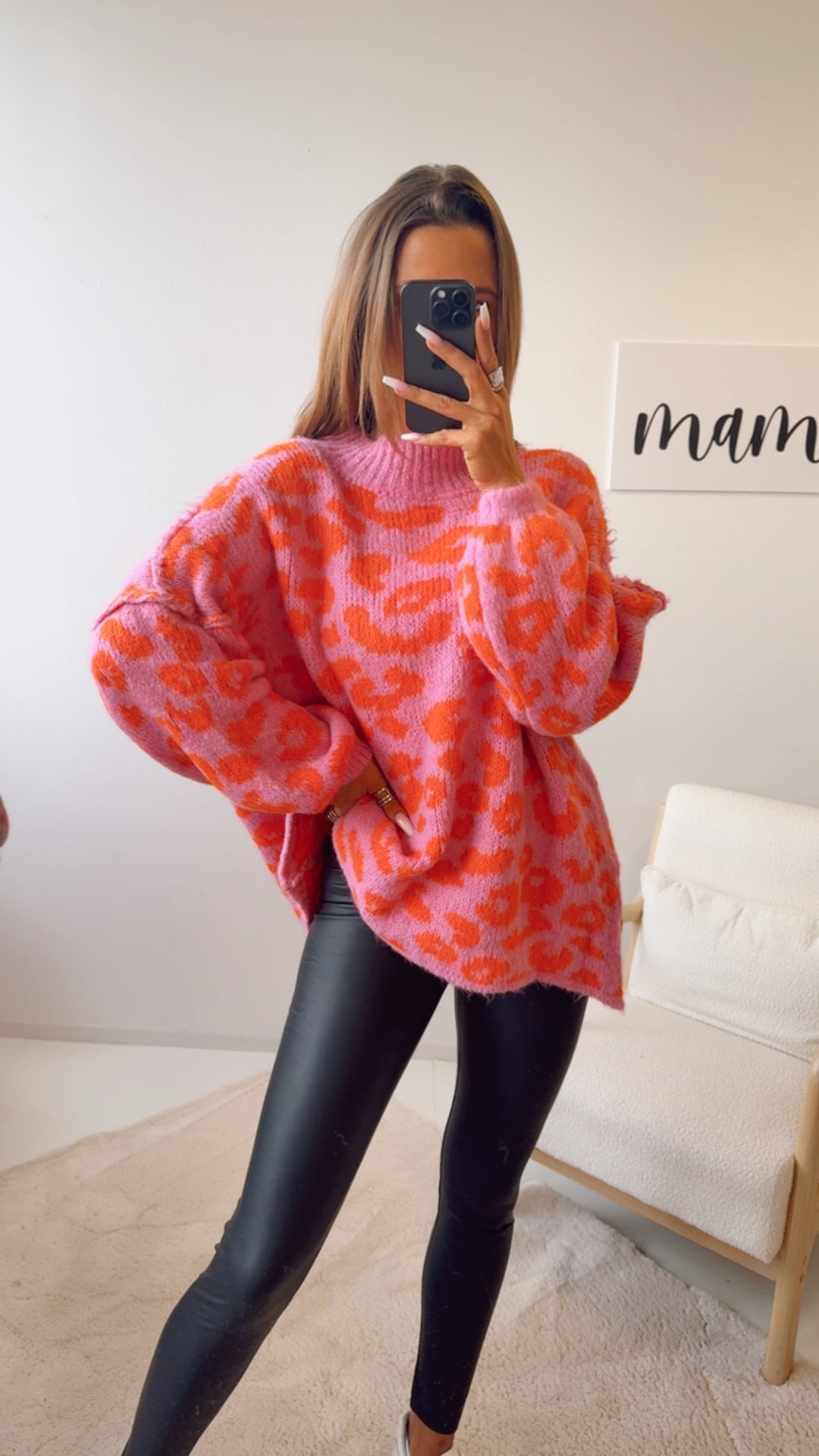 LEO Oversize Kuschel - Pullover / soft pink - orange Art. 12697