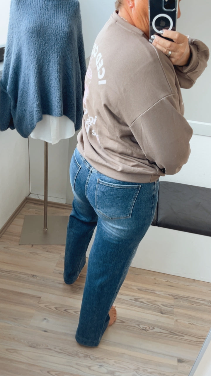 WIDE LEG Jeans Hose " T6017-1 " / mittel blau Art. 12638