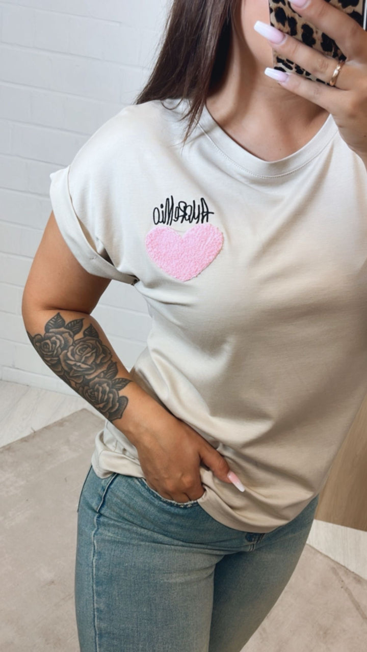 T-Shirt "AmoreMio" / beige Art.12277