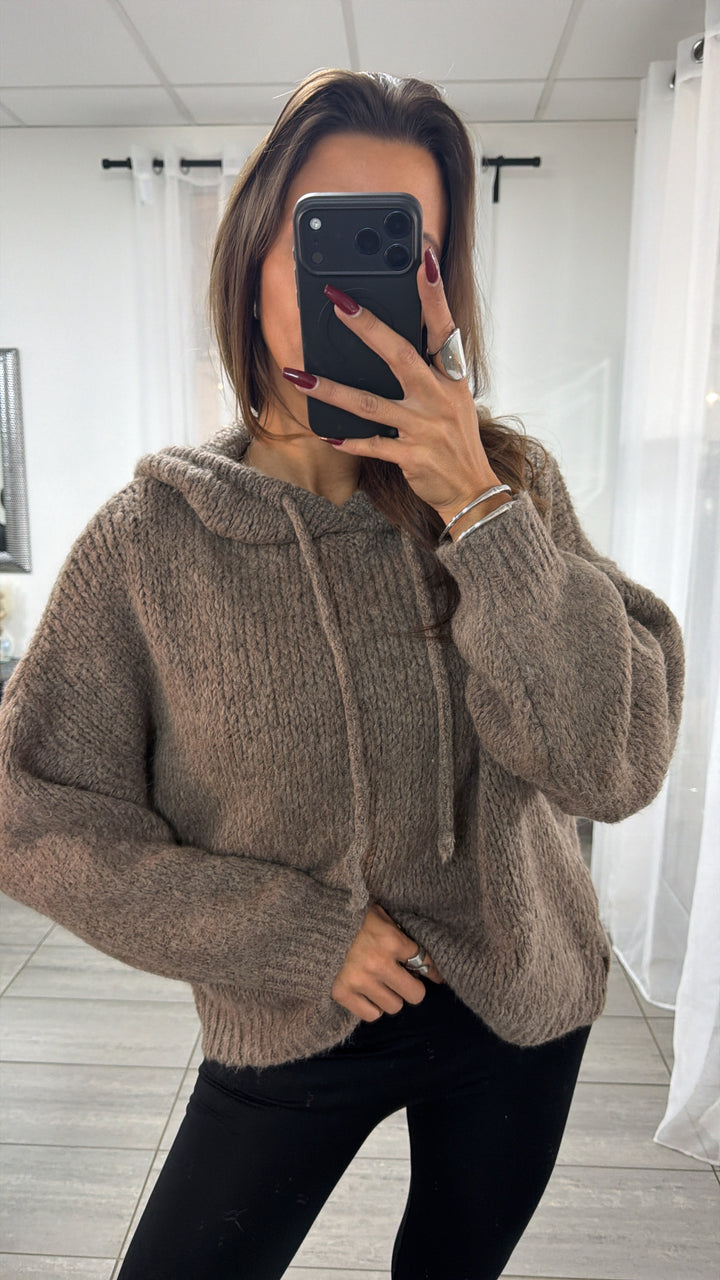 KAPUZEN Oversize Strick Pullover / braun meliert Art. 16701