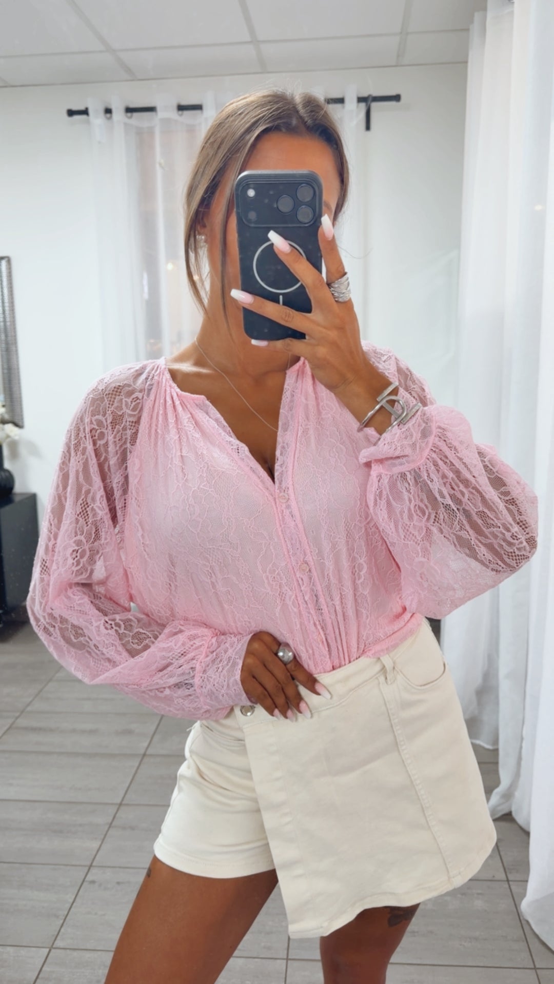 Spitzen Bluse " soft Romance " / soft pink Art. 15527