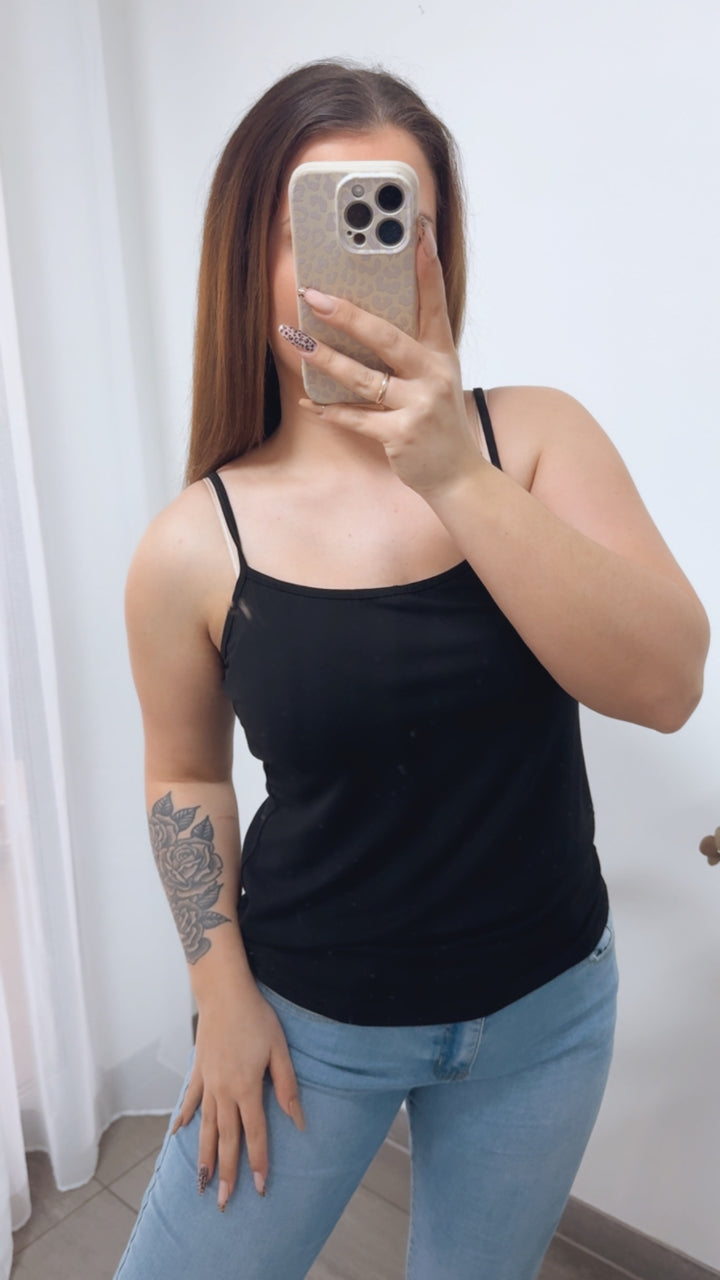 Basic Top mit dünnen Trägern / schwarz Art. 14191