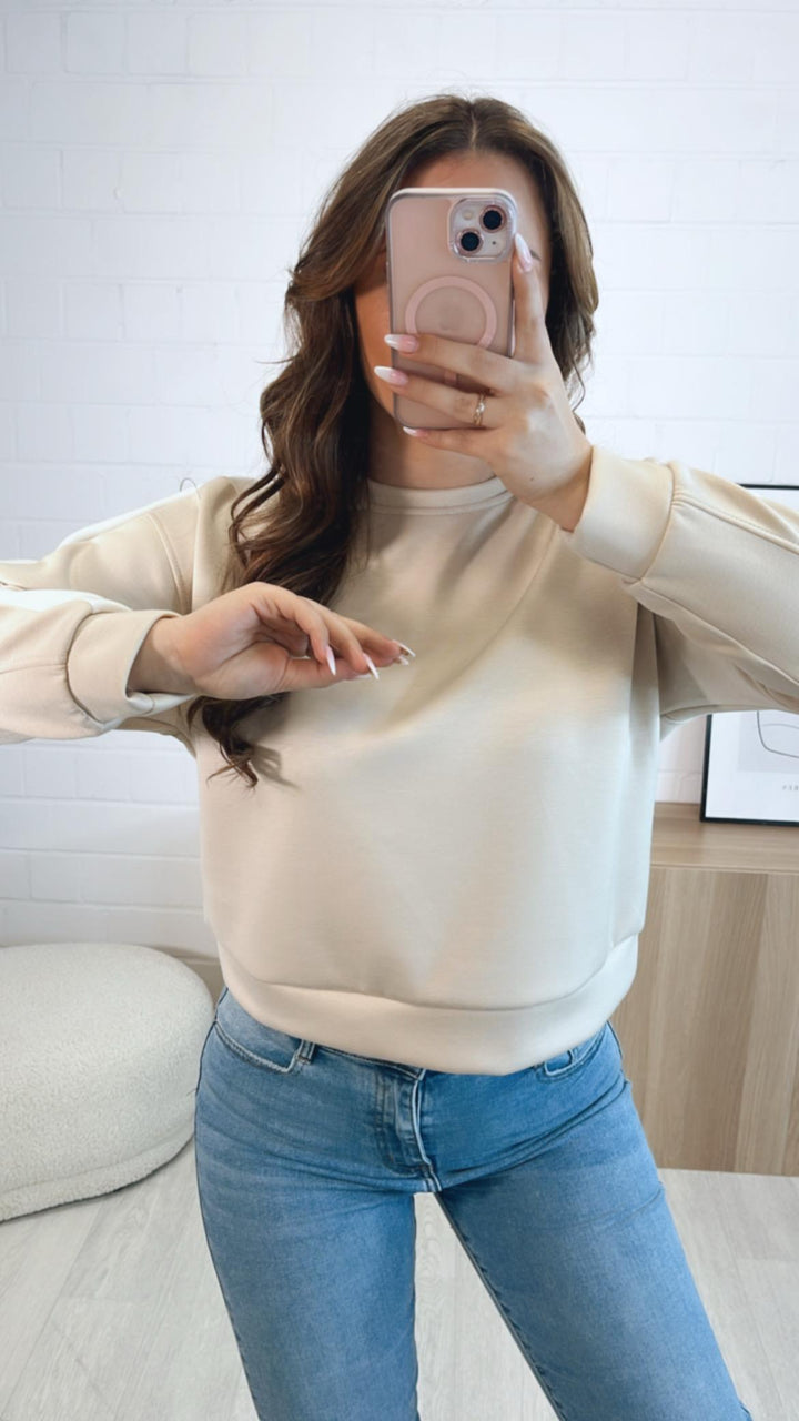 softer Pullover mit Streifen / beige - weiss Art. 9118
