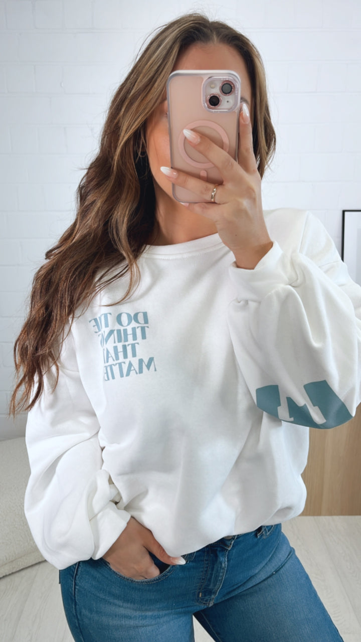 Pullover " Balance " / weiss - soft blau Art. 9549