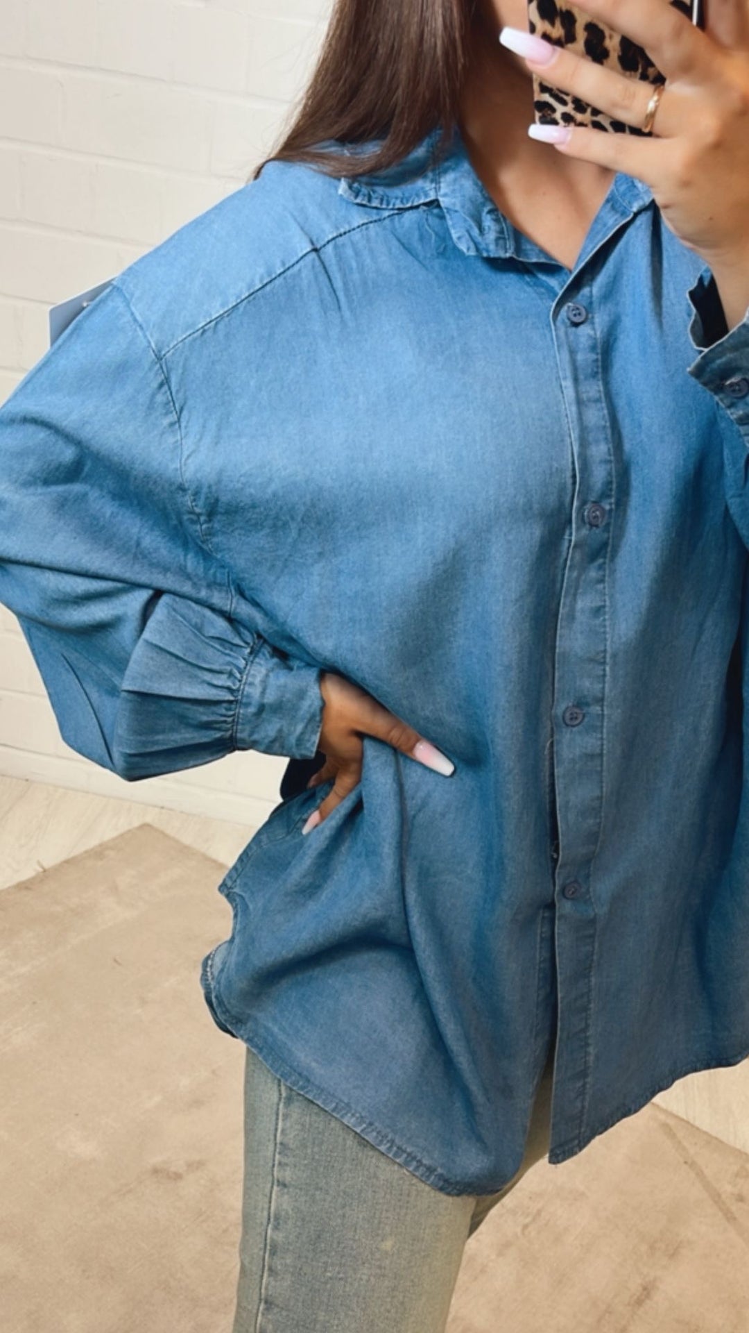 Oversize Bluse in Denim Optik DUNKEL Art.12297
