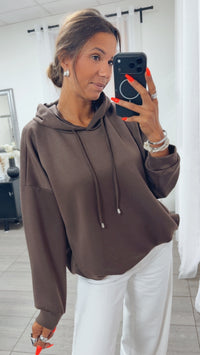 Hoodie mit Ballonsaum / braun Art. 16167