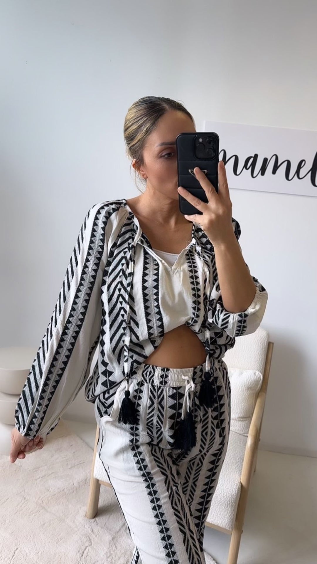 Bluse mit Muster, Bömmel / weiss - schwarz Art. 10941