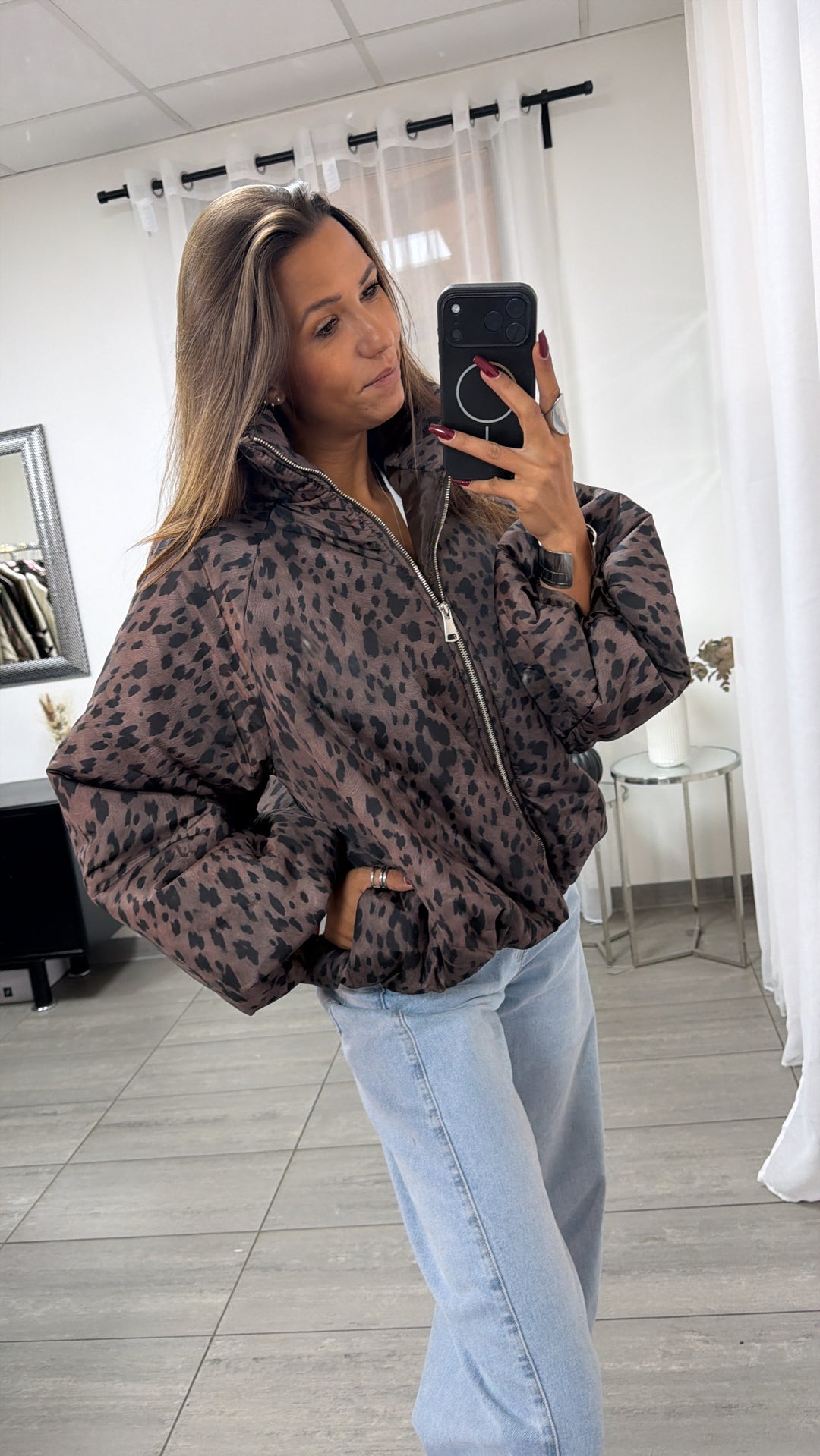 Puffer Jacke / Leo braun - schwarz Art. 16484