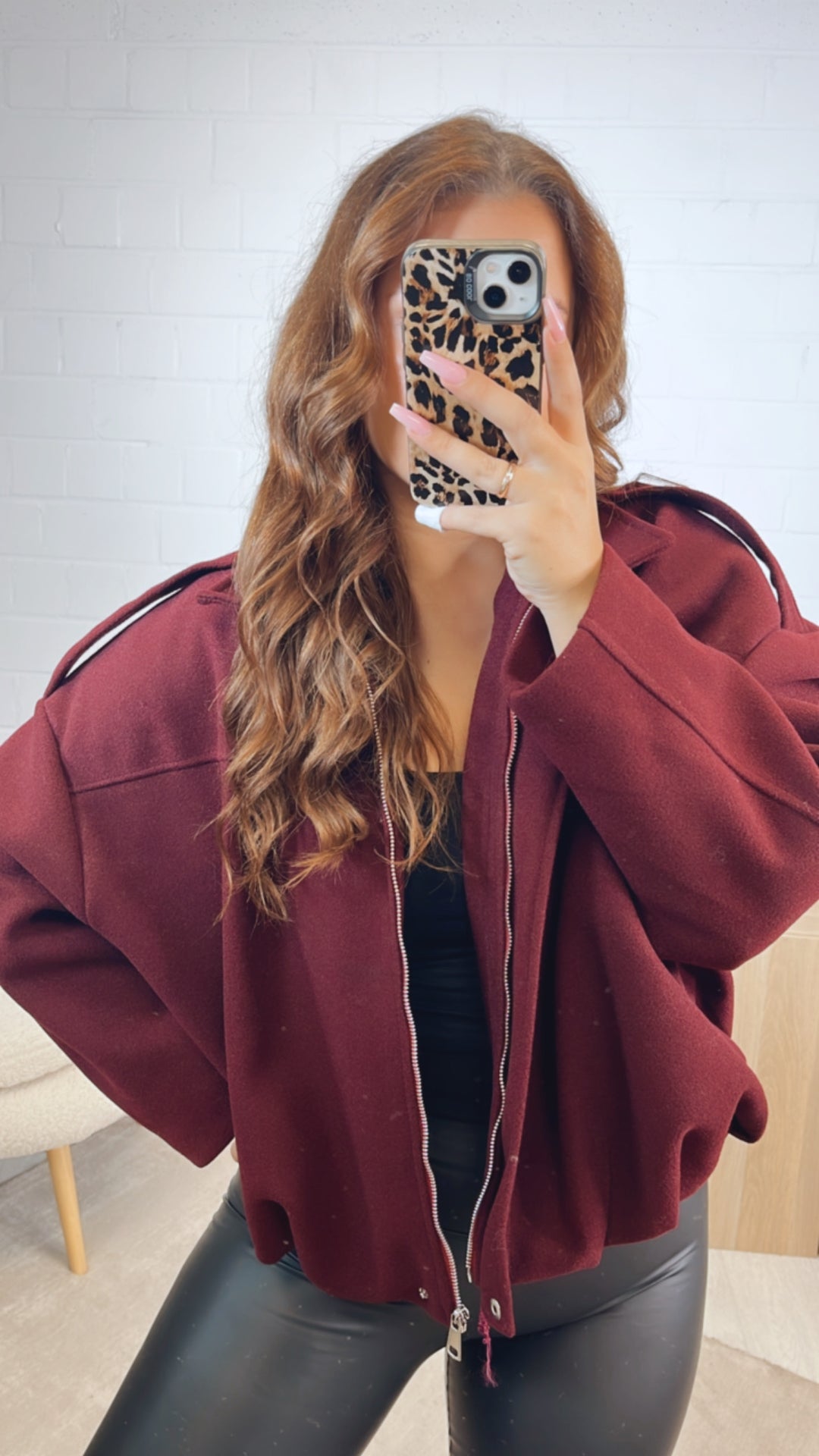 schlichte TREND Loose Fit Jacke / bordeaux rot Art. 12615