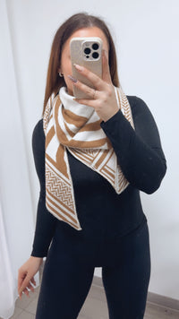 ZEBRA Kaschmir - Mix Dreiecks Schal / camel - weiss Art. 14354