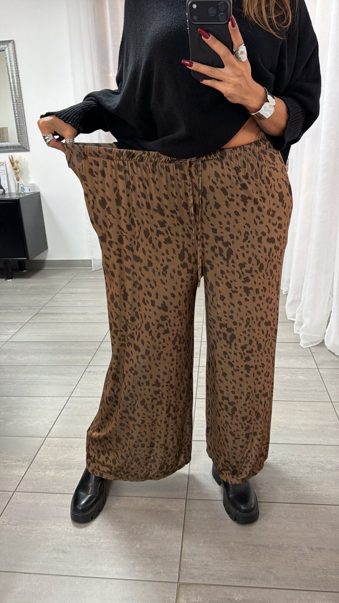 LEO ABSTRAKT Softe Stoff Hose / Caramel - Braun Art. 16468