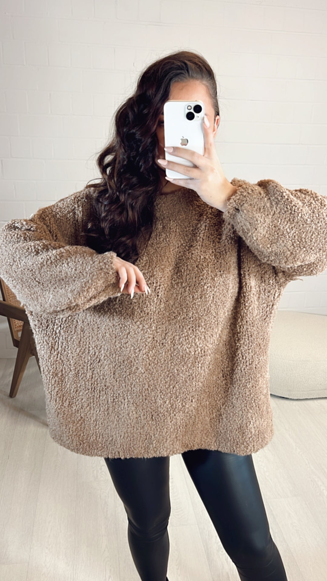 TEDDY Oversize Pullover mit hohem Ausschnitt / camel Art. 8125