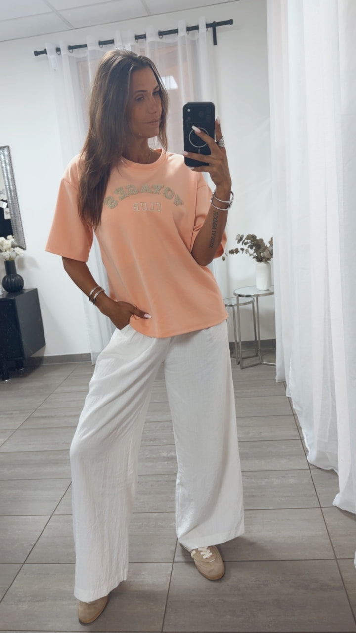 Butterstoff Shirt mit Bouclé Statement / soft apricot Art. 15555