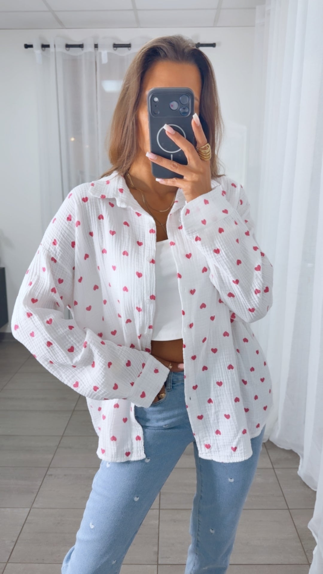KURZE HERZEN Musselin Bluse / weiß - pink Art.15020