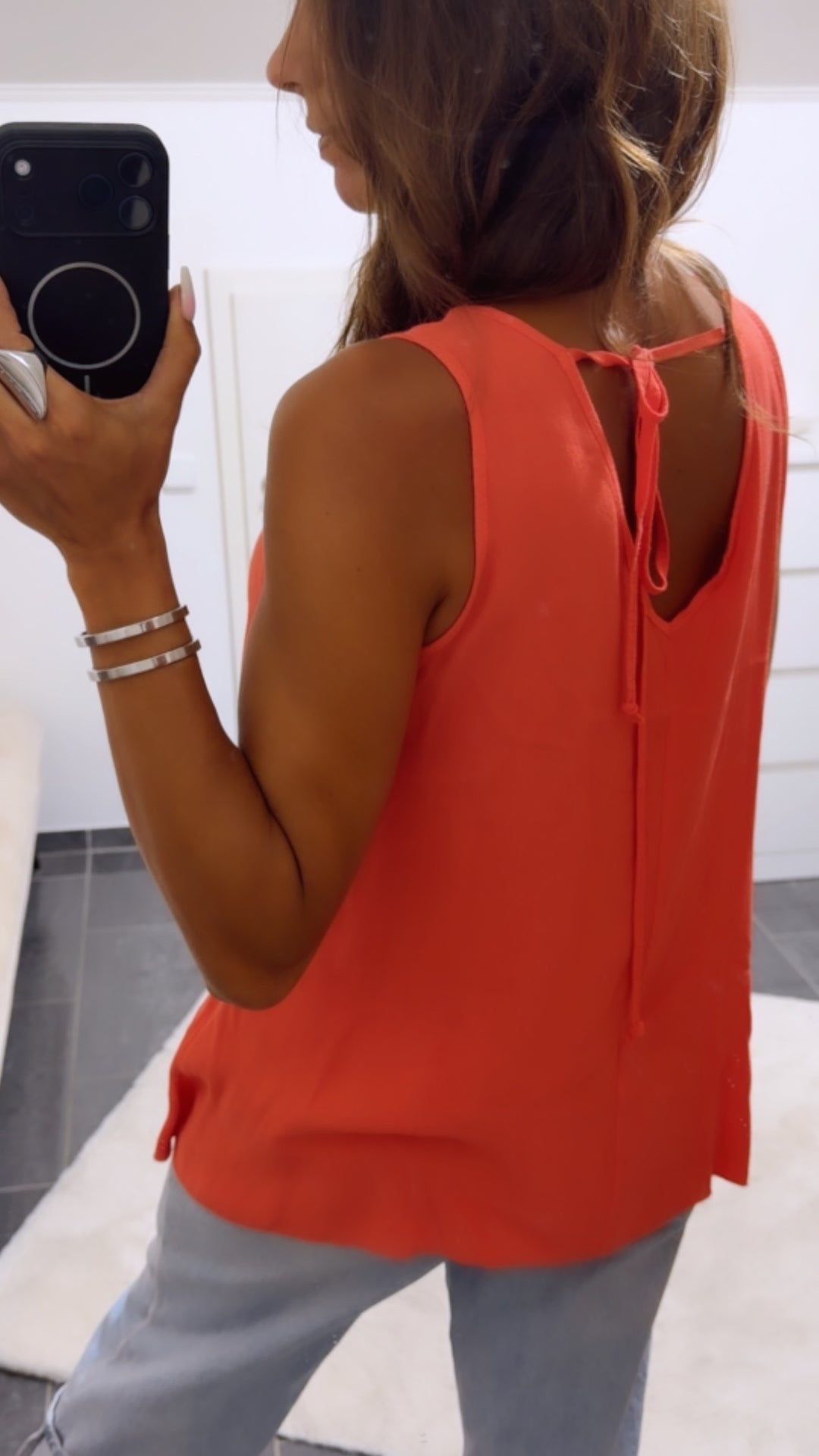 weites Blusen Top mit Bindedetail / coral Art. 15441