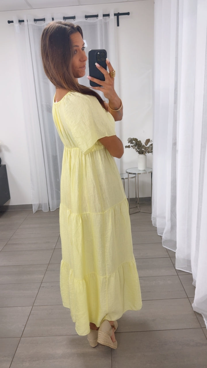 Maxi Lyocell Kleid mit verstellbarem Brustbereich / soft gelb Art. 14916