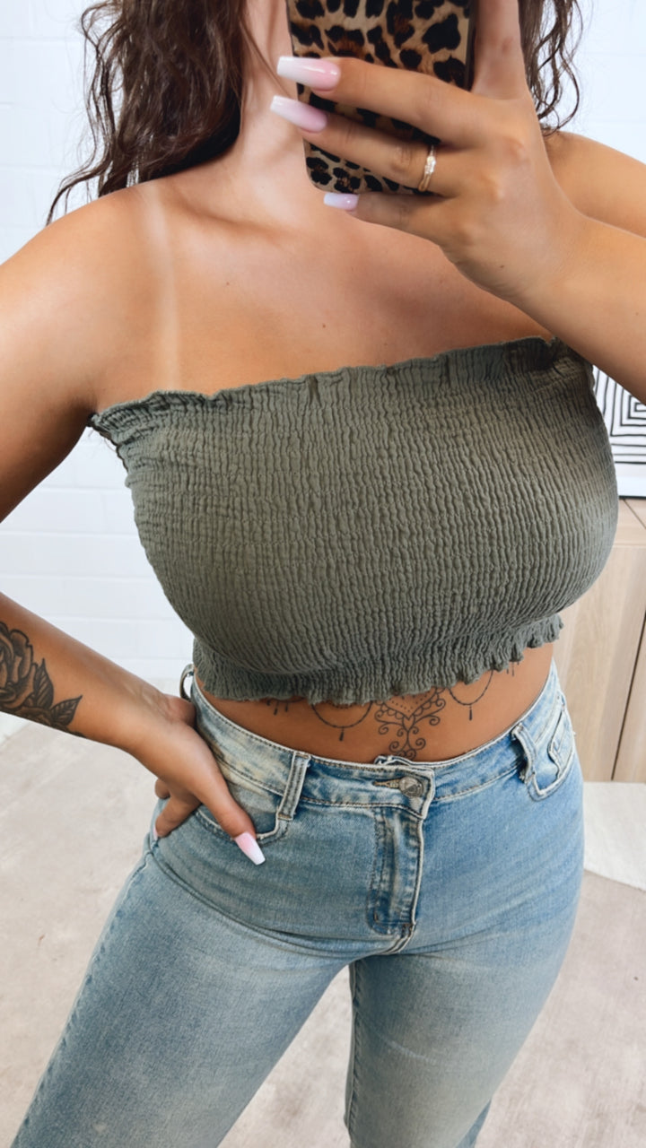 MUSSELIN Bandeau Top / khaki Art. 10810