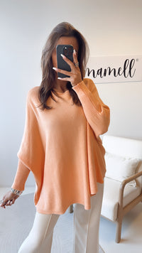 ultra weicher Pullover mit Fledermausärmeln / peach Art. 8471