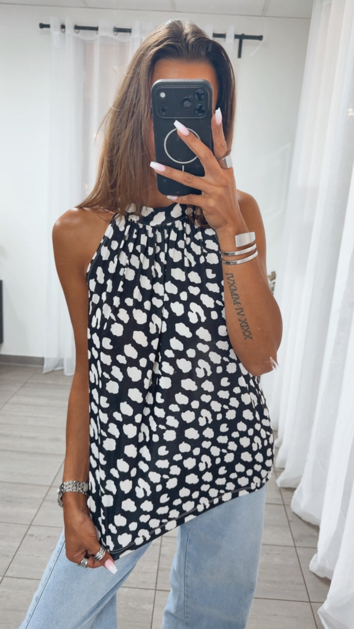 ETHNO LEO Look ärmelloses Top / schwarz - weiss Art. 15346