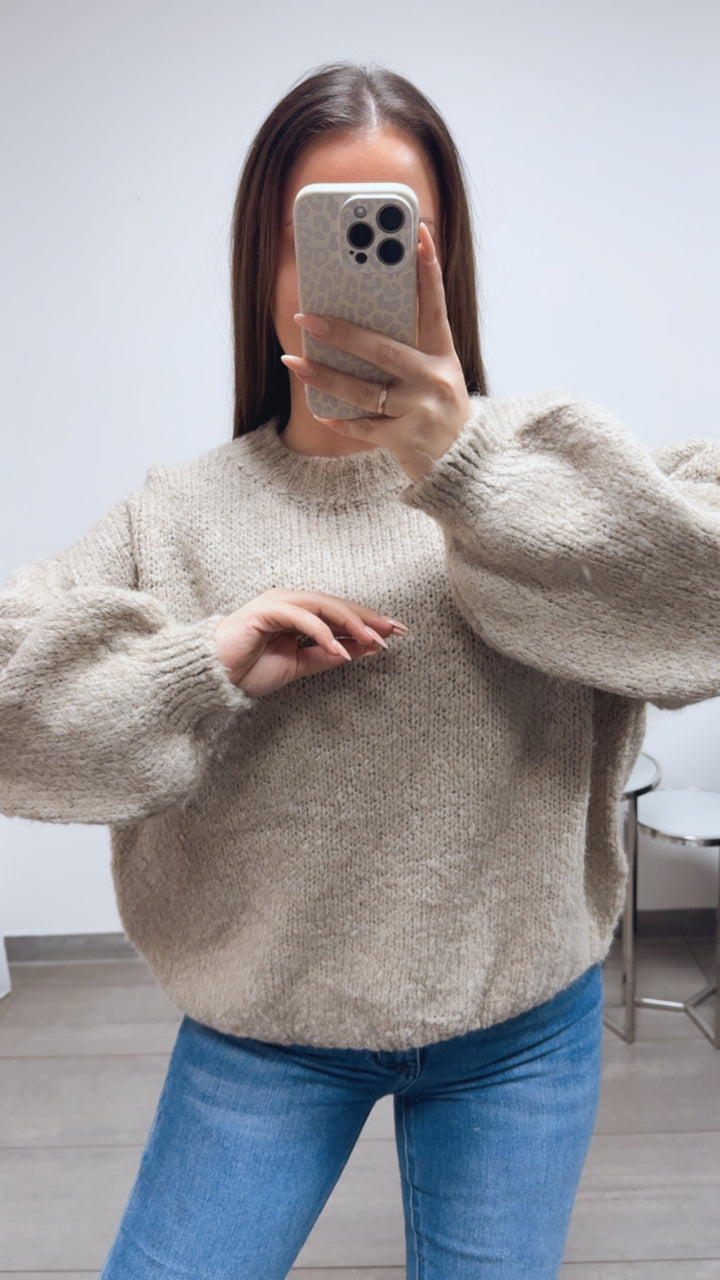 Kuschel Pullover " MOMMY " / beige - pink Art. 13744