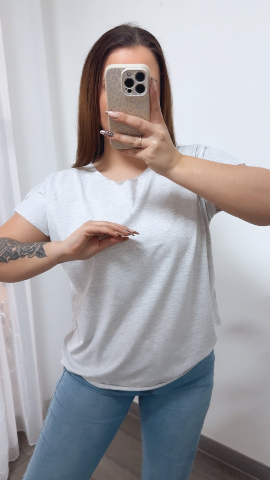 Baumwoll Basic T-Shirt / hell grau Art. 14232