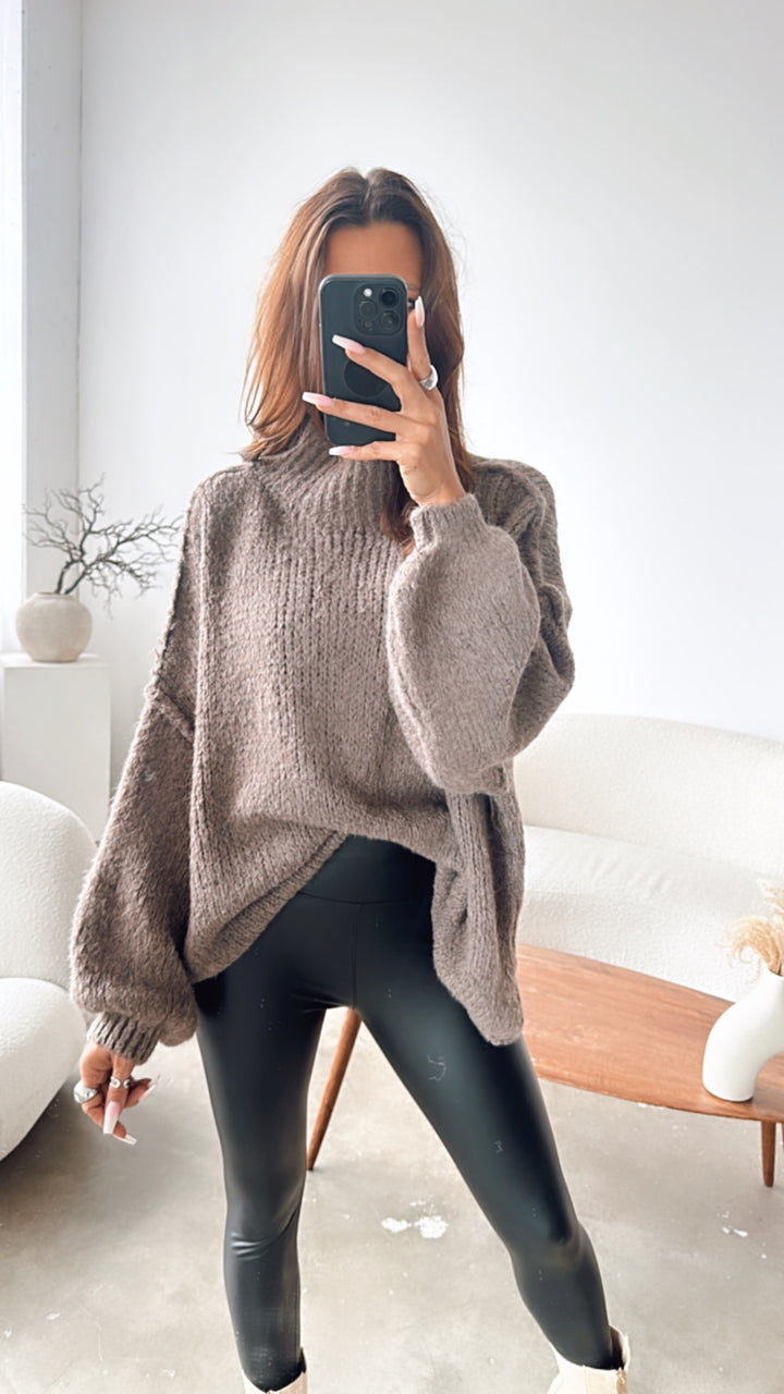 Ultra Oversize Kuschel - Pullover / braun meliert Art. 7703