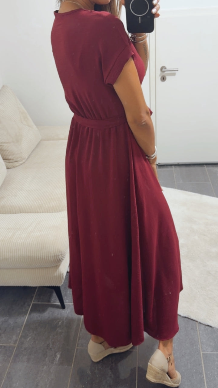 Maxi Kleid zum Binden, Wickeloptik / burgundy Art. 15375