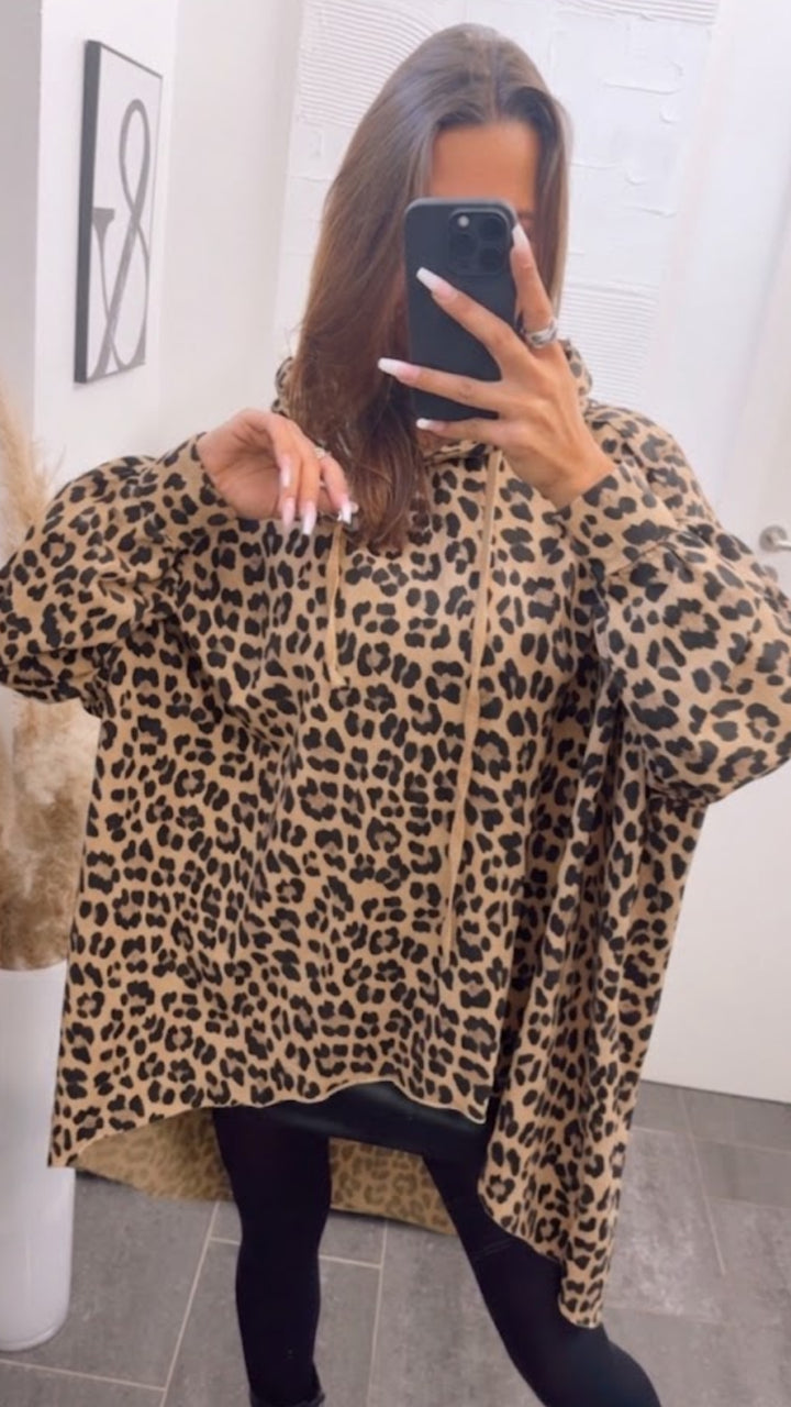 LEO Vokuhila Hoodie / Cappuccino - schwarz - braun Art. 16112