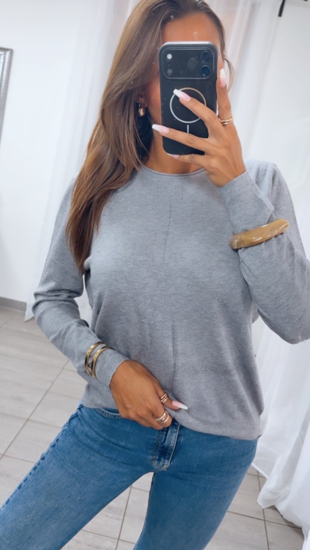 Super softer Feinstrick Pullover / grau Art.16288