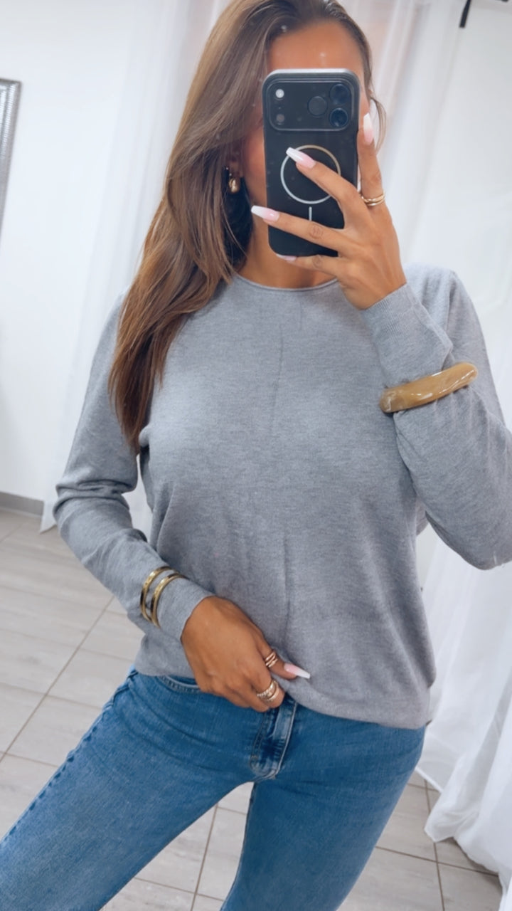 Super softer Feinstrick Pullover / grau Art.16288