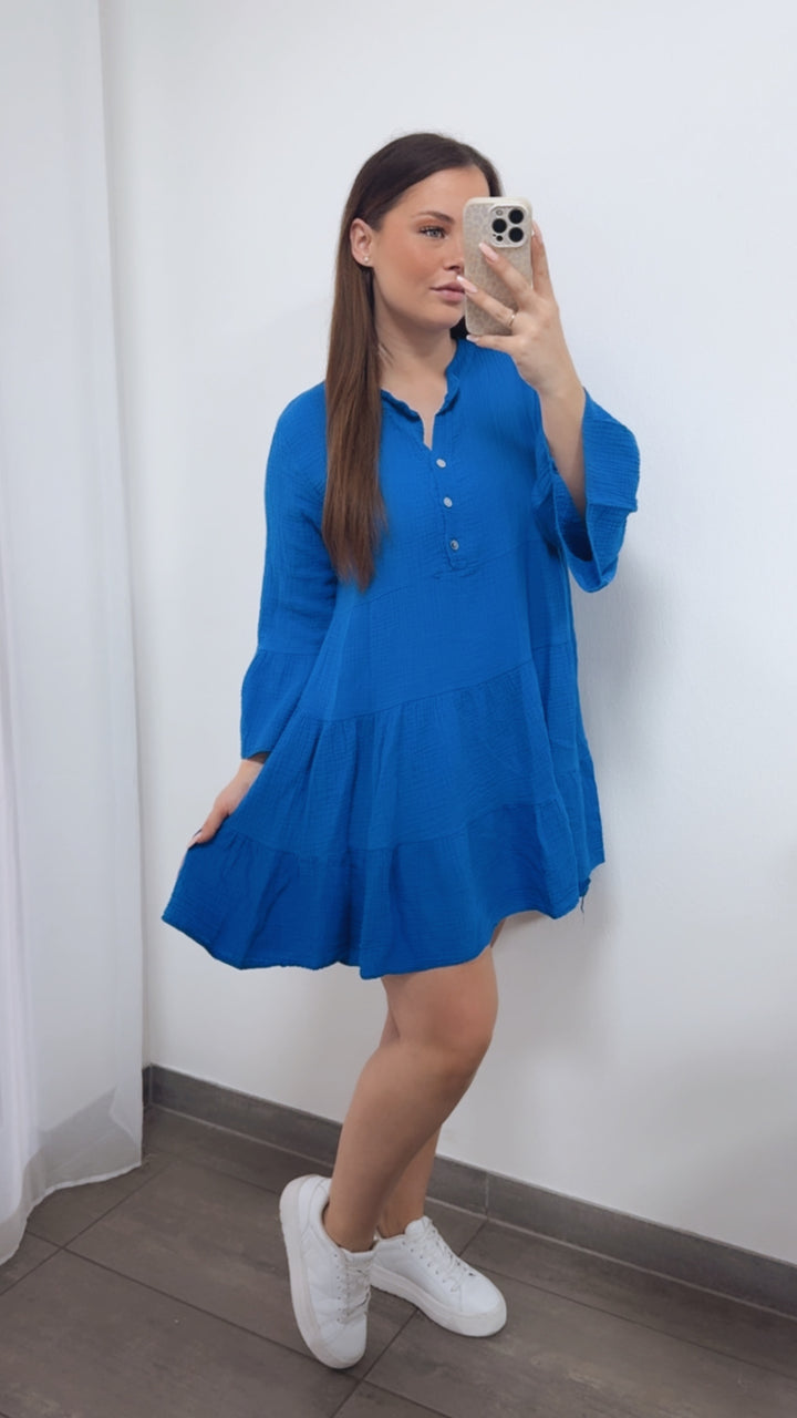 Musselin Kleid / Tunika / royal blau Art. 14467
