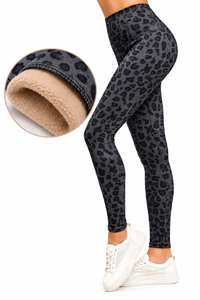Leo gefütterte Ripp Leggings / taupe - schwarz - braun Art.16676