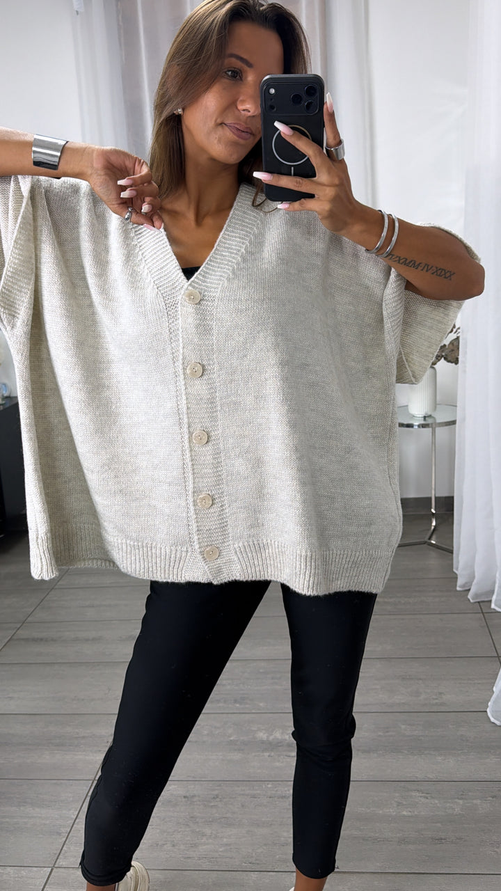 Ärmelloser Oversize Cardigan / beige Art.16361