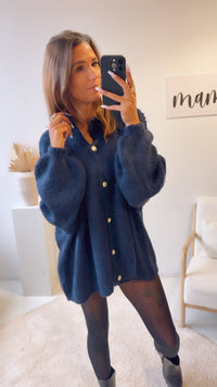 Kuschel Cardigan mit goldenen Knöpfen / Marine blau Art. 12761 KHX