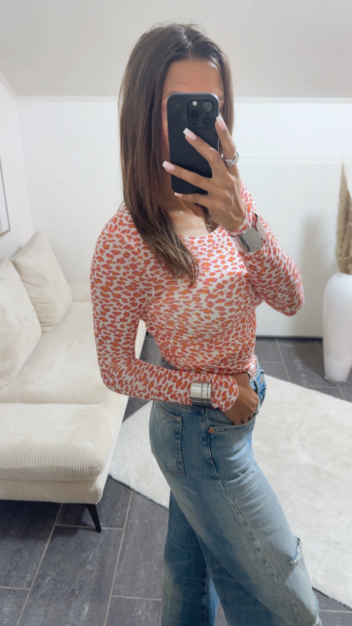 LEO Transparentes Trend Oberteil / creme - pink - orange Art. 14811