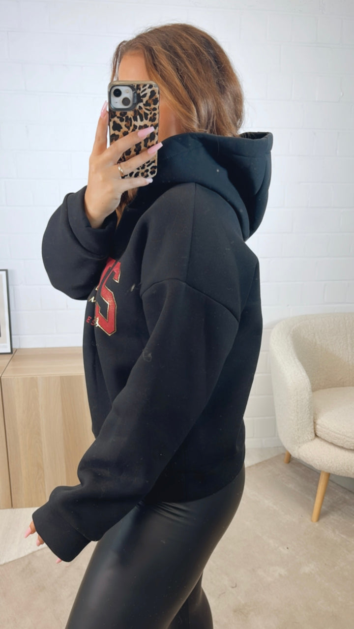 Kapuzen Hoodie " Paris " / schwarz Art. 12486