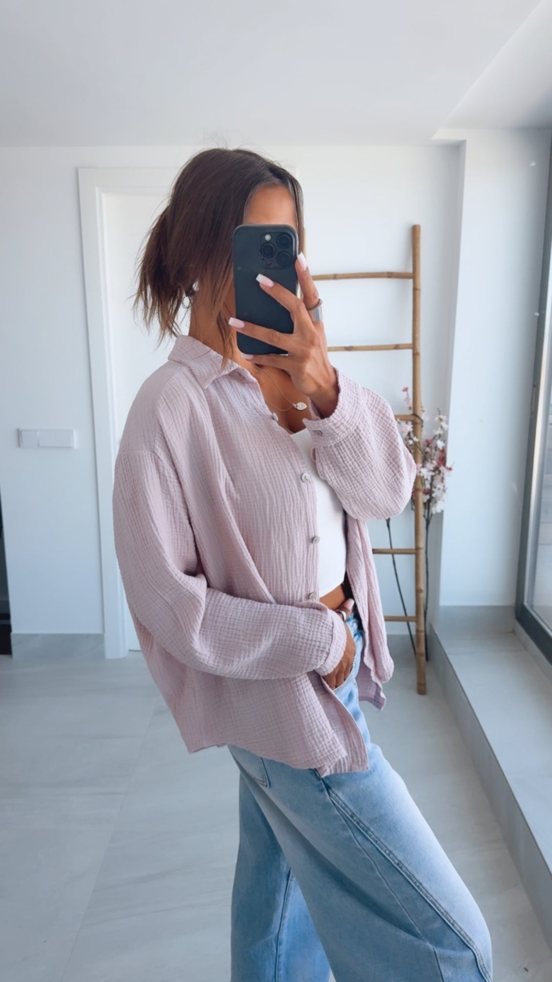 KURZE Oversize Musselin Bluse / zart rosa Art. 3184