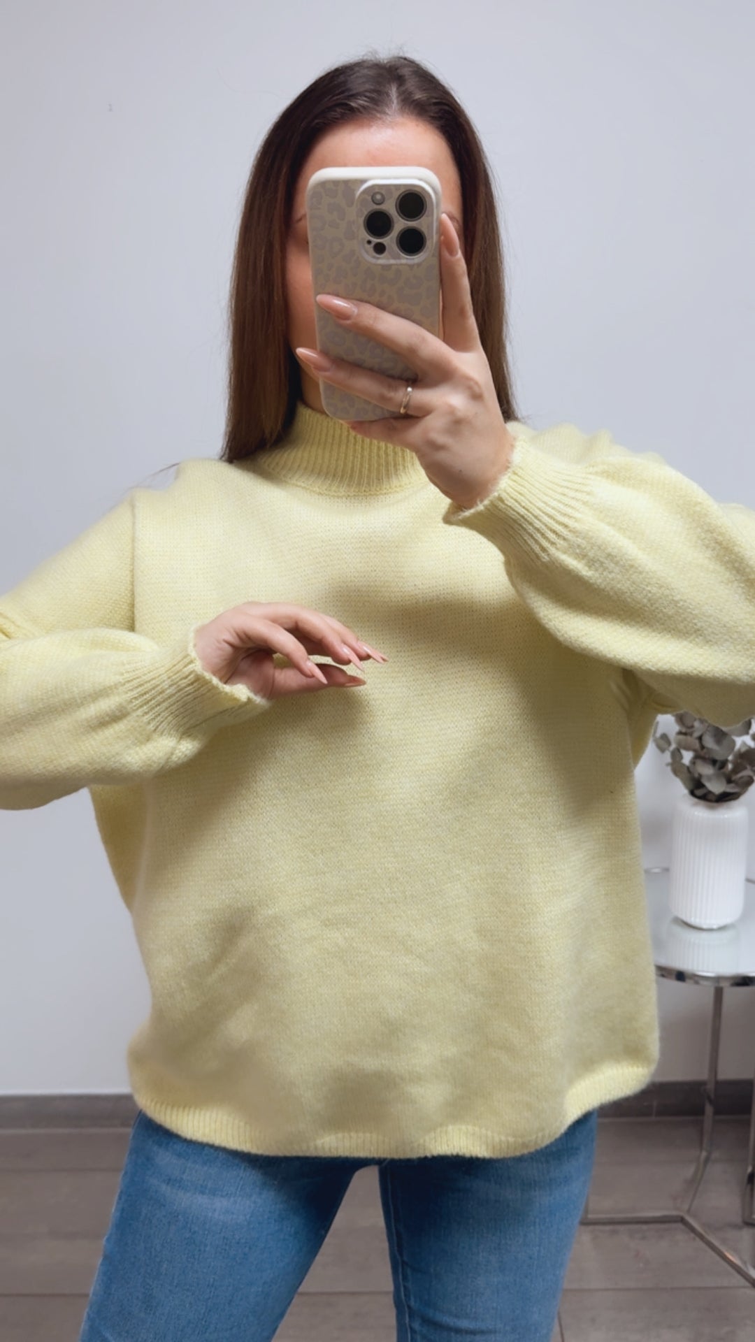 wollfreier Oversize Pullover / soft gelb Art. 13769