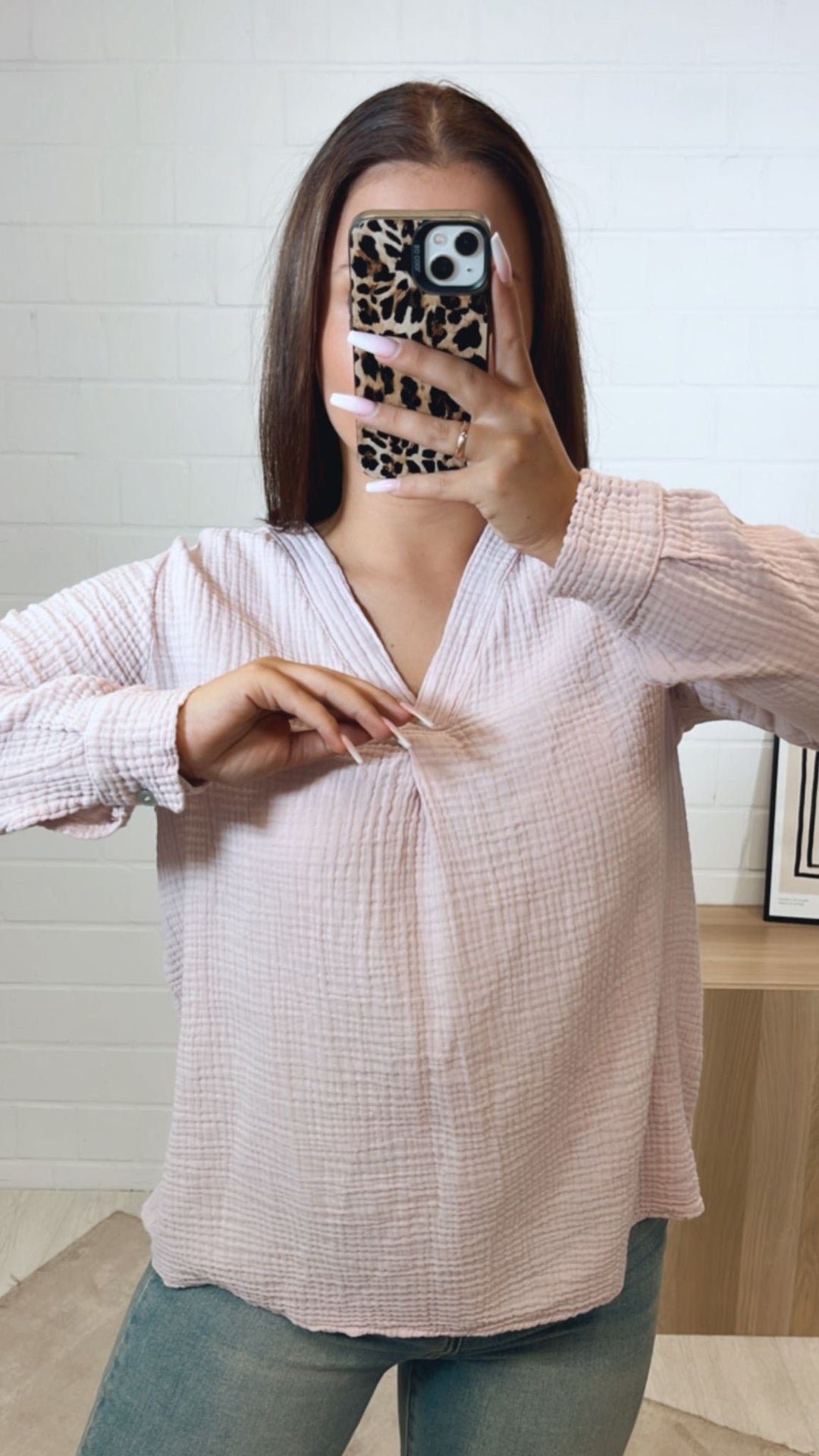 Musselin Bluse ohne Knöpfe / puder rosa Art. 10446