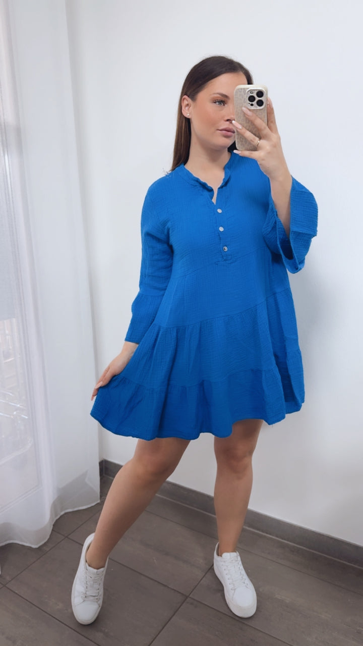 Musselin Kleid / Tunika / royal blau Art. 14467