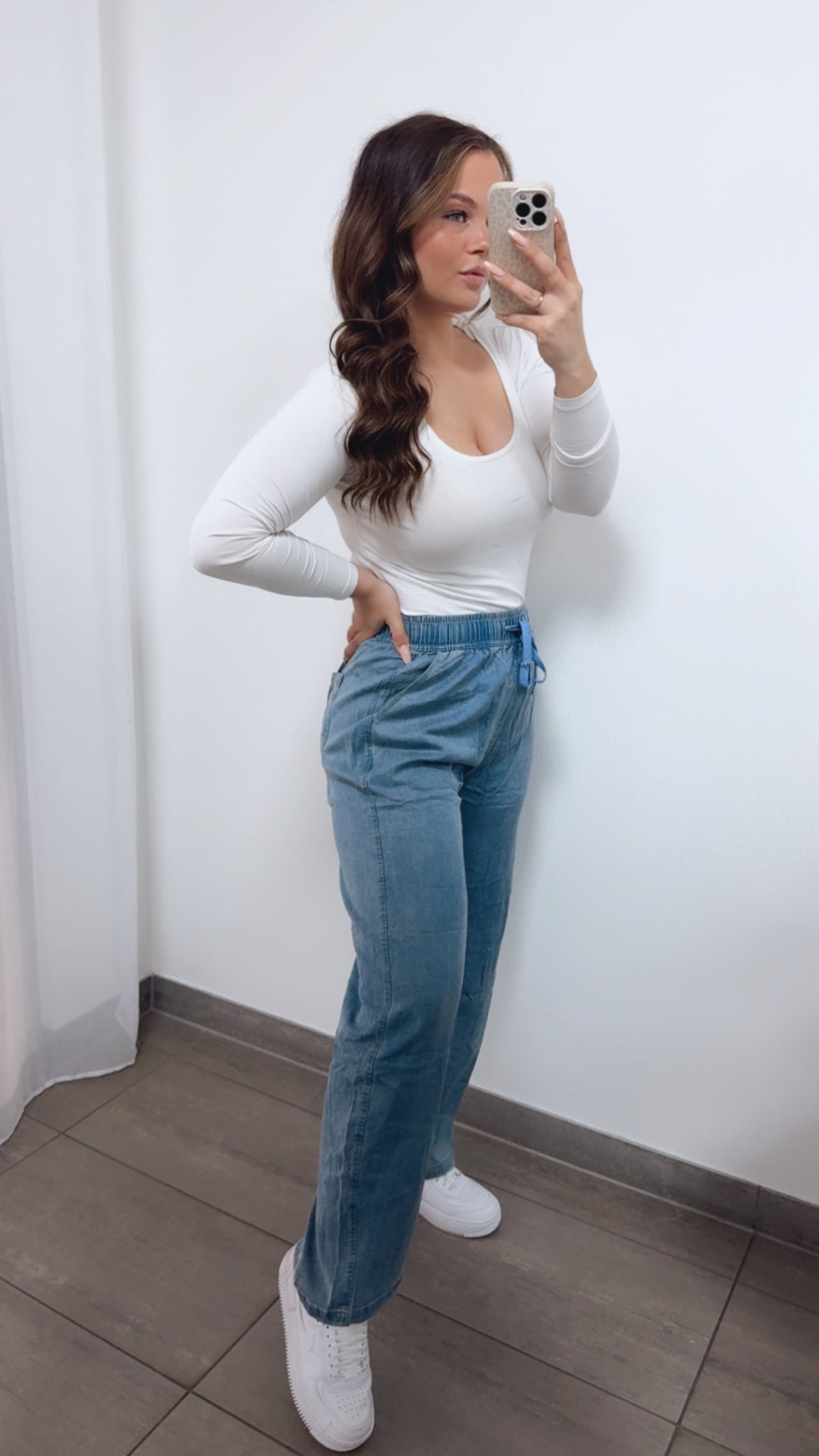 Lyocell - Viskose - Mix Hose im Denim Look / verwaschenes blau Art. 14618