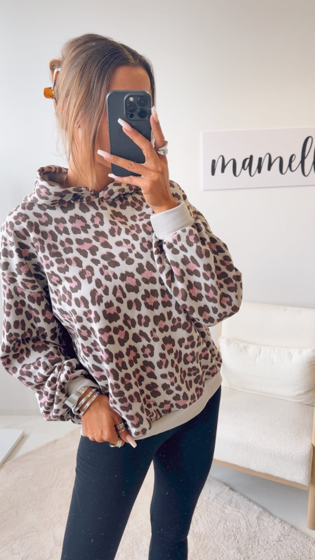 LEO Hoodie mit Kapuze / grau - pink- braun Art. 12469