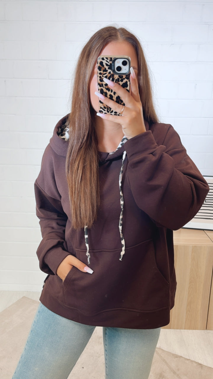 LEO Kapuzen Hoodie / dunkel braun Art. 11213