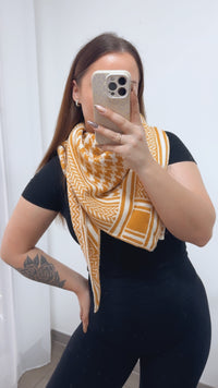 MUSTER Kaschmir - Mix Dreiecks Schal / senf gelb - weiss Art. 14355