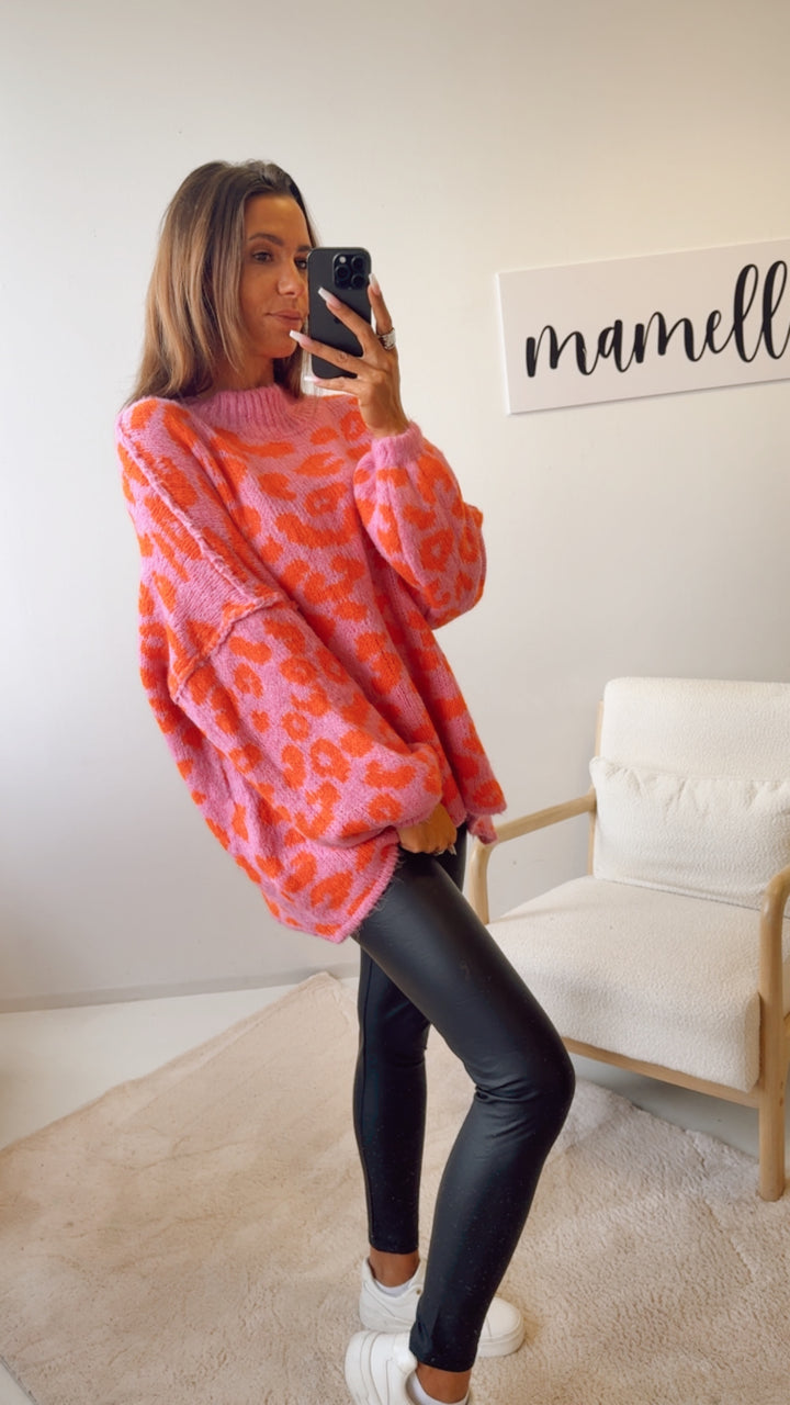 LEO Oversize Kuschel - Pullover / soft pink - orange Art. 12697