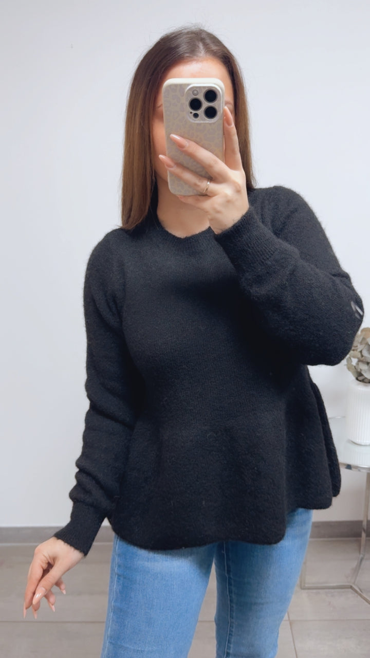 Pullover mit Schößchen / schwarz Art. 13805